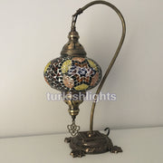 SWAN NECK MOSAIC TABLE LAMP, LARGE GLOBE - TurkishLights.NET