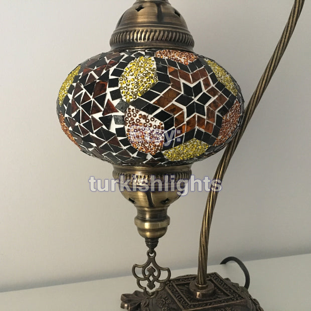 SWAN NECK MOSAIC TABLE LAMP, LARGE GLOBE - TurkishLights.NET