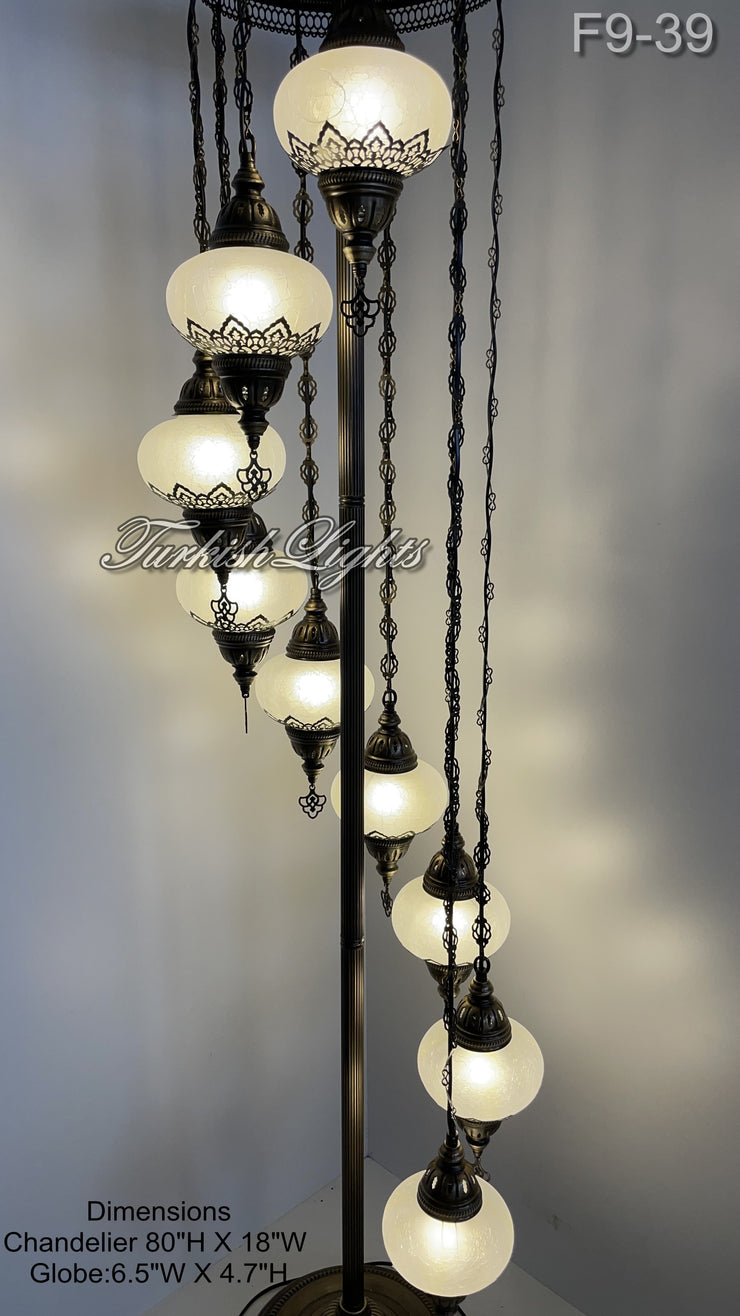 9 BALL TURKISH OTTOMAN FLOOR LAMP WITH LARGE GLOBES ID: F9-39