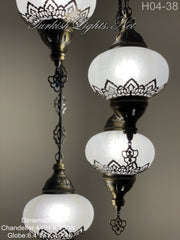 4 (L) BALL TURKISH WATER DROP MOSAIC CHANDELIER WİTH LARGE GLOBES H04-38