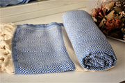 BEST QUALITY ELMAS TURKISH BATH TOWEL, TURKISH PESHTEMAL, BLUE - TurkishLights.NET