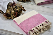 BEST QUALITY ELMAS TURKISH BATH TOWEL, TURKISH PESHTEMAL, PINK - TurkishLights.NET