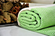 BEST QUALITY ELMAS TURKISH BATH TOWEL, TURKISH PESHTEMAL, GREEN - TurkishLights.NET