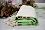 BEST QUALITY ELMAS TURKISH BATH TOWEL, TURKISH PESHTEMAL, GREEN - TurkishLights.NET