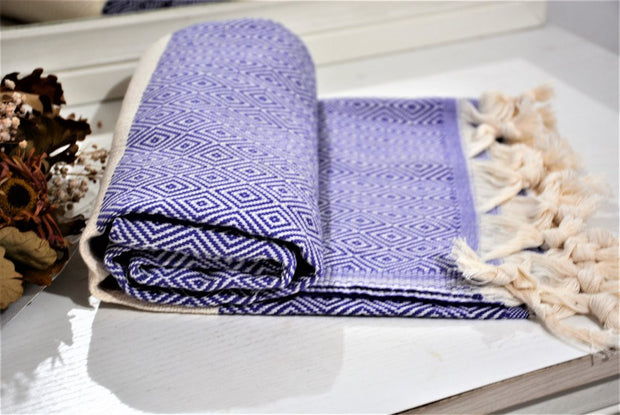 BEST QUALITY ELMAS TURKISH BATH TOWEL, TURKISH PESHTEMAL, VIOLET - TurkishLights.NET