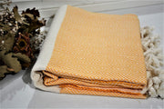 TURKISH BATH  TOWEL, TURKISH PESHTEMAL, ORANGE - TurkishLights.NET