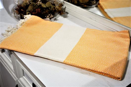 TURKISH BATH  TOWEL, TURKISH PESHTEMAL, ORANGE - TurkishLights.NET