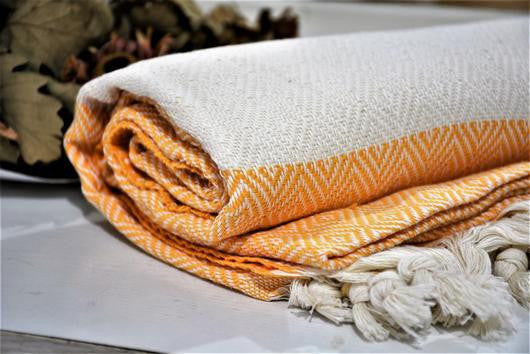 TURKISH BATH  TOWEL, TURKISH PESHTEMAL, ORANGE - TurkishLights.NET