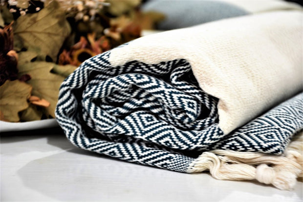 BEST QUALITY ELMAS TURKISH BATH TOWEL, TURKISH PESHTEMAL, BLACK - TurkishLights.NET