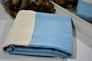 BEST QUALITY ELMAS TURKISH BATH TOWEL, TURKISH PESHTEMAL, SKY BLUE - TurkishLights.NET