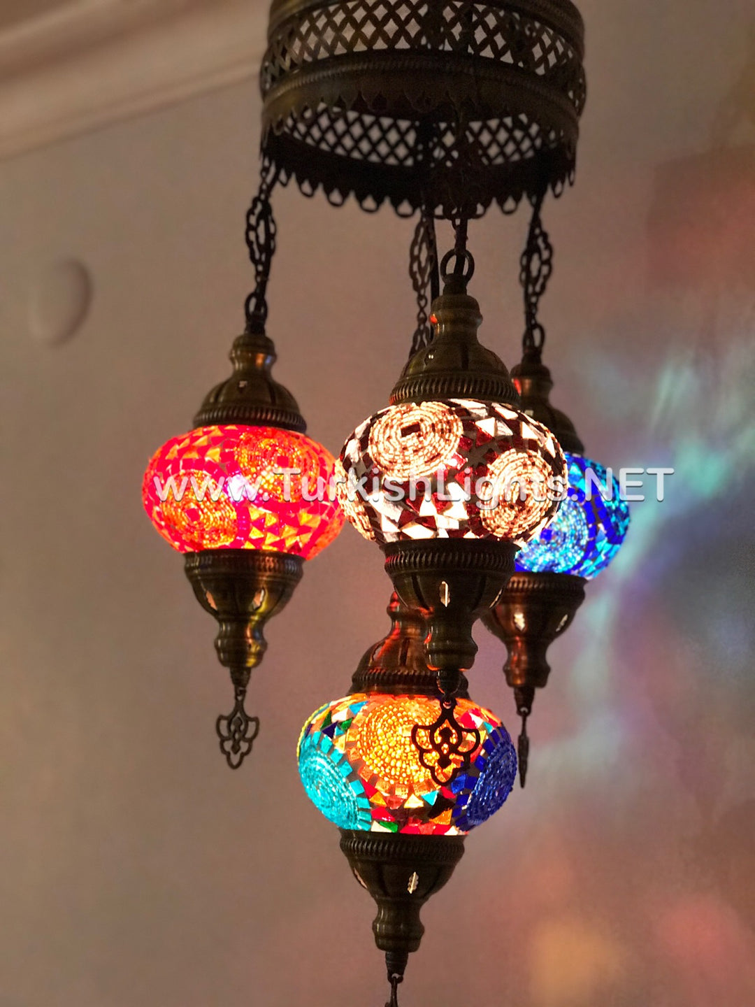 4 Ball Sultan Chandelier – Turkish Lights & Mosaic Lamps