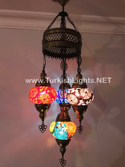 4 - BALL SULTAN TURKISH MOSAIC CHANDELIER WITH MEDIUM GLOBES - TurkishLights.NET