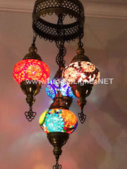 4 - BALL SULTAN TURKISH MOSAIC CHANDELIER WITH MEDIUM GLOBES - TurkishLights.NET