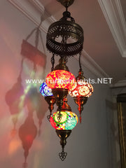 4 - BALL SULTAN TURKISH MOSAIC CHANDELIER WITH MEDIUM GLOBES - TurkishLights.NET