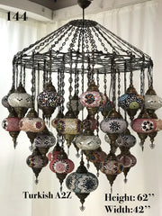 Turkish Mosaic Chandelier With 37 Large Globes  ,ID: 144, FREE SHIPPING - TurkishLights.NET