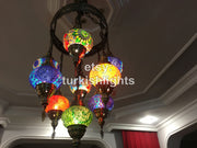 9-BALL TURKISH SULTAN MOSAIC CHANDELIER - TurkishLights.NET