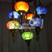 9-BALL TURKISH SULTAN MOSAIC CHANDELIER - TurkishLights.NET