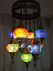 9-BALL TURKISH SULTAN MOSAIC CHANDELIER - TurkishLights.NET