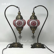 Pair of Mosaic Table  Lamp, SWAN NECK With Medium Globe , Product ID: 149 - TurkishLights.NET