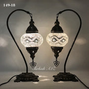 Pair of Mosaic Table  Lamp, SWAN NECK With Medium Globe , Product ID: 149 - TurkishLights.NET