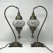 Pair of Mosaic Table  Lamp, SWAN NECK With Medium Globe , Product ID: 149 - TurkishLights.NET