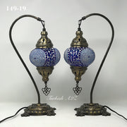 Pair of Mosaic Table  Lamp, SWAN NECK With Medium Globe , Product ID: 149 - TurkishLights.NET