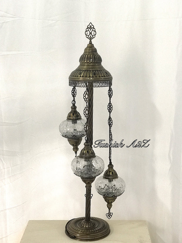 Ottoman Turkish  Mosaic Floor Lamp  With 3 Cracked Globe,ID:151 - TurkishLights.NET
