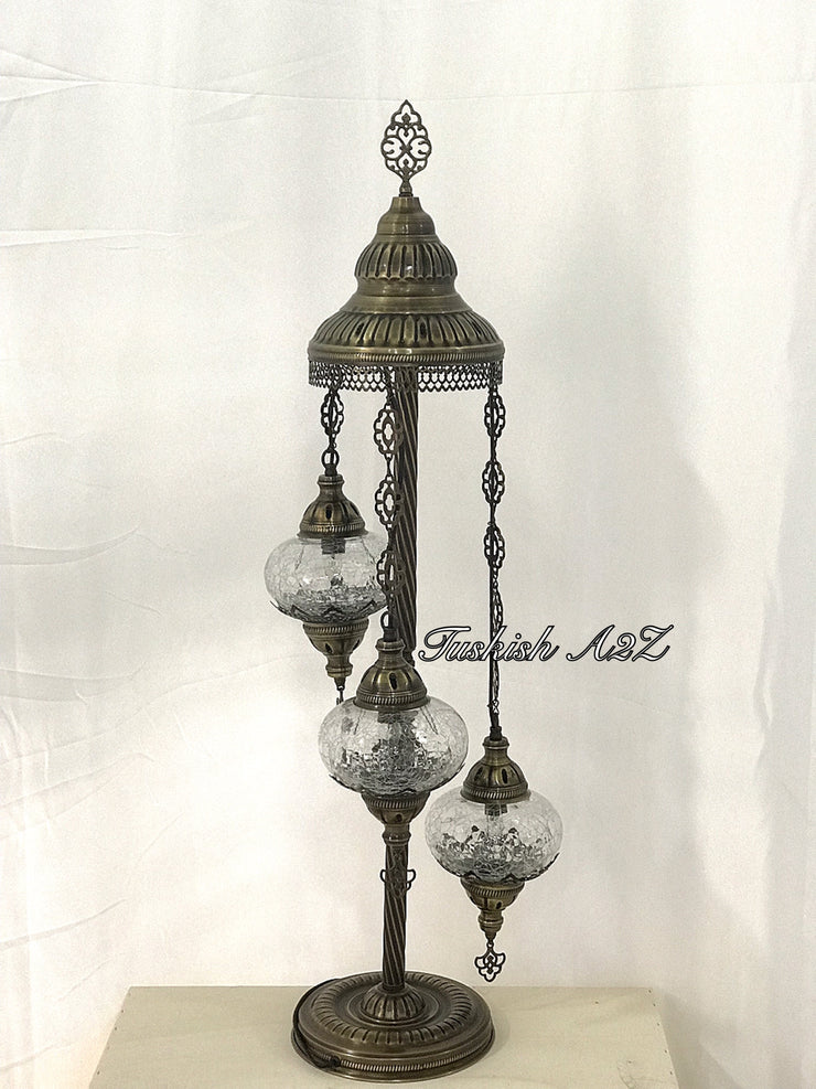 Ottoman Turkish  Mosaic Floor Lamp  With 3 Cracked Globe,ID:151 - TurkishLights.NET