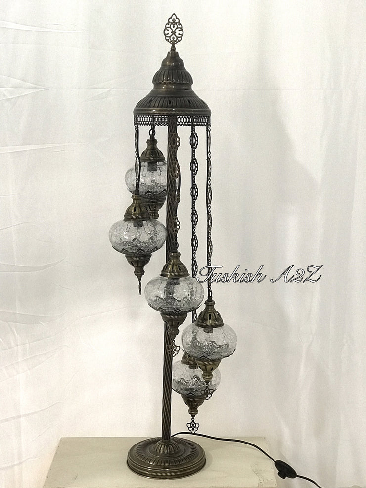 Ottoman TURKISH MOSAIC FLOOR LAMP WITH 5 Cracked GLOBES,ID:151 - TurkishLights.NET