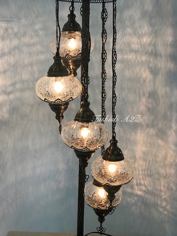 Ottoman TURKISH MOSAIC FLOOR LAMP WITH 5 Cracked GLOBES,ID:151 - TurkishLights.NET