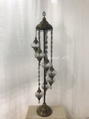 Ottoman TURKISH MOSAIC FLOOR LAMP with 7 Cracked GLOBES,ID:151 - TurkishLights.NET