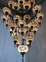 Turkish Mosaic Chandelier With 51  Large Globes  ,ID: 153, FREE SHIPPING - TurkishLights.NET