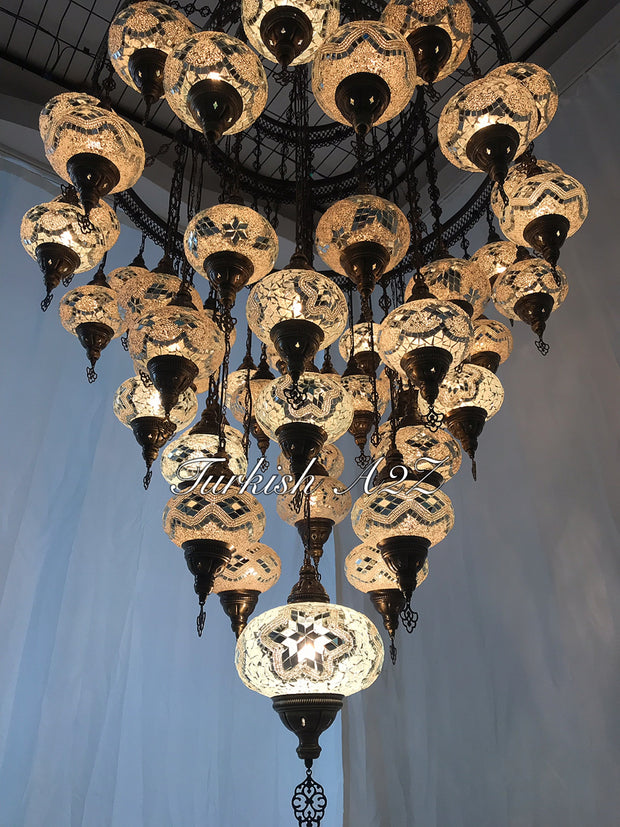 Turkish Mosaic Chandelier With 51  Large Globes  ,ID: 153, FREE SHIPPING - TurkishLights.NET