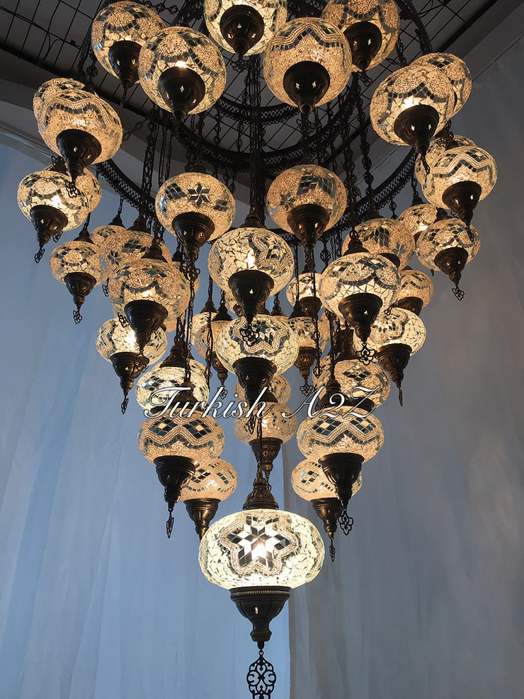 Turkish Mosaic Chandelier With 51  Large Globes  ,ID: 153, FREE SHIPPING - TurkishLights.NET