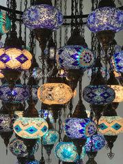 Turkish Mosaic Chandelier With 51  Large Globes  ,ID: 153 Free shipping - TurkishLights.NET