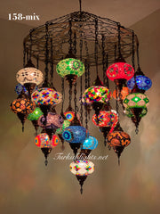 Turkish Mosaic Chandelier With 24 Large Globes  ,ID: 158, FREE SHIPPING - TurkishLights.NET