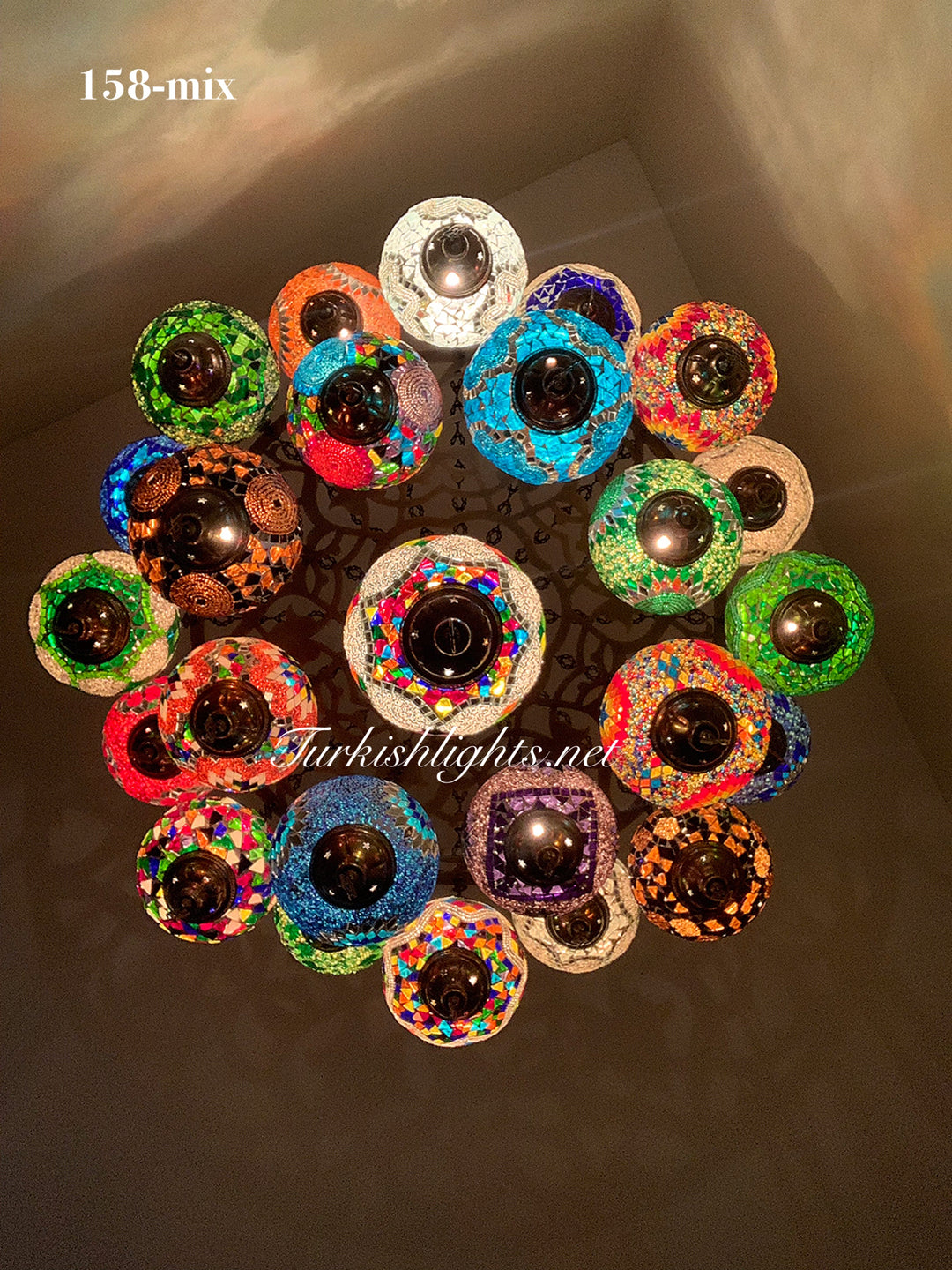 Turkish Mosaic Chandelier | 25 Large Globes | LZ25L – Turkish