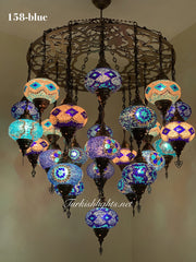 Turkish Mosaic Chandelier With 24 Large Globes  ,ID: 158, FREE SHIPPING - TurkishLights.NET