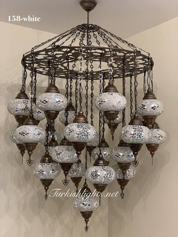 Turkish Mosaic Chandelier With 24 Large Globes  ,ID: 158, FREE SHIPPING - TurkishLights.NET