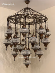 Turkish Mosaic Chandelier With 24 Large Globes  ,ID: 158, FREE SHIPPING - TurkishLights.NET