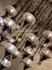 Turkish Mosaic Chandelier With 24 Large Globes  ,ID: 158, FREE SHIPPING - TurkishLights.NET