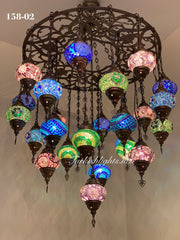 Turkish Mosaic Chandelier With 24 Medium Globes  ,ID: 158, FREE SHIPPING - TurkishLights.NET