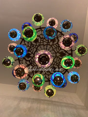 Turkish Mosaic Chandelier With 24 Medium Globes  ,ID: 158, FREE SHIPPING - TurkishLights.NET