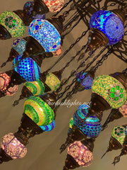 Turkish Mosaic Chandelier With 24 Medium Globes  ,ID: 158, FREE SHIPPING - TurkishLights.NET