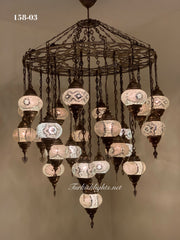 Turkish Mosaic Chandelier With 24 Medium Globes  ,ID: 158, FREE SHIPPING - TurkishLights.NET