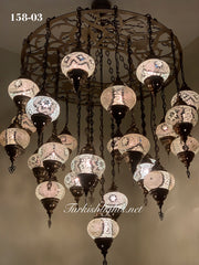 Turkish Mosaic Chandelier With 24 Medium Globes  ,ID: 158, FREE SHIPPING - TurkishLights.NET