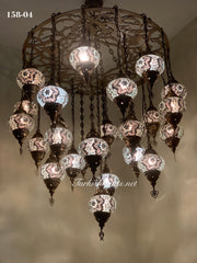 Turkish Mosaic Chandelier With 24 Medium Globes  ,ID: 158, FREE SHIPPING - TurkishLights.NET