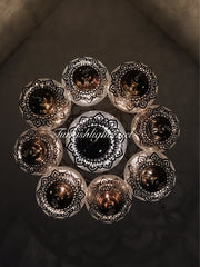 9-BALL Turkish Sultan Mosaic Chandelier With (LARGE) GLOBES , ID:161 - TurkishLights.NET