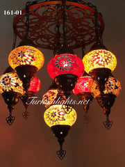 9-BALL Turkish Sultan Mosaic Chandelier With (MEDIUM) GLOBES ,ID:161 - TurkishLights.NET