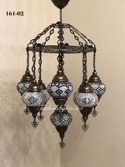 9-BALL Turkish Sultan Mosaic Chandelier With (MEDIUM) GLOBES ,ID:161 - TurkishLights.NET